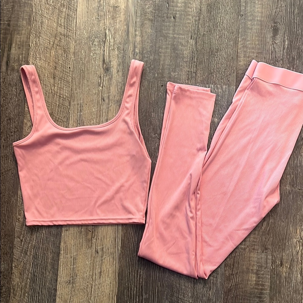 SHEIN Pink Leggings and Crop Top Set